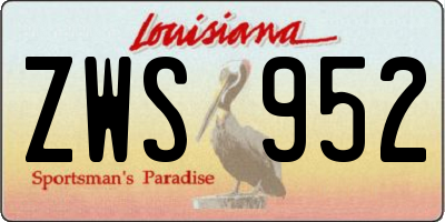 LA license plate ZWS952