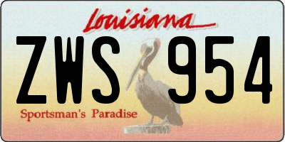 LA license plate ZWS954