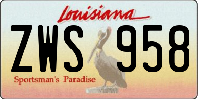 LA license plate ZWS958