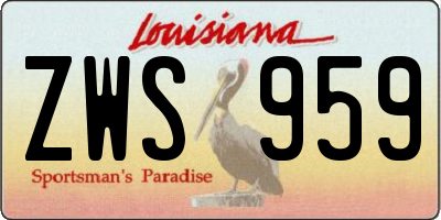 LA license plate ZWS959