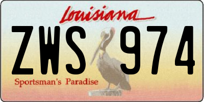 LA license plate ZWS974