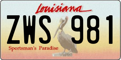 LA license plate ZWS981