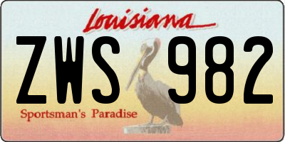 LA license plate ZWS982