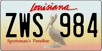 LA license plate ZWS984