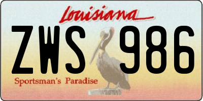 LA license plate ZWS986