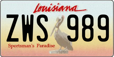 LA license plate ZWS989