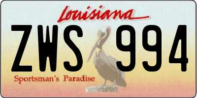 LA license plate ZWS994