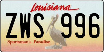 LA license plate ZWS996