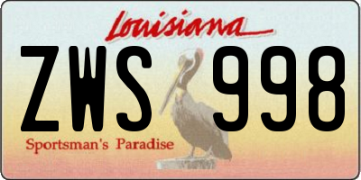 LA license plate ZWS998