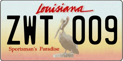 LA license plate ZWT009