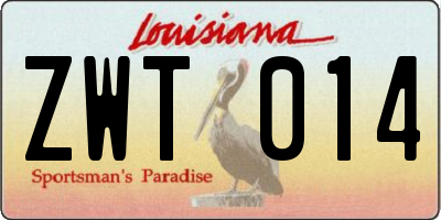 LA license plate ZWT014