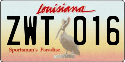 LA license plate ZWT016