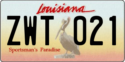 LA license plate ZWT021