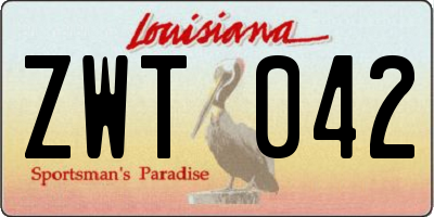 LA license plate ZWT042