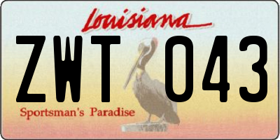 LA license plate ZWT043