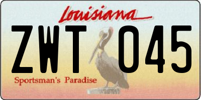 LA license plate ZWT045