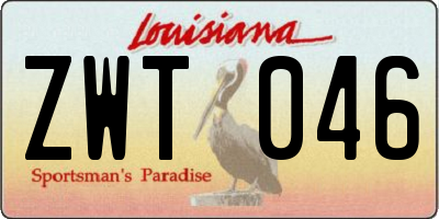 LA license plate ZWT046