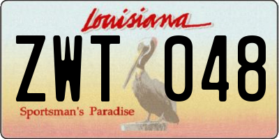 LA license plate ZWT048