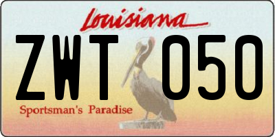 LA license plate ZWT050