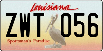 LA license plate ZWT056