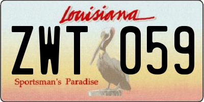 LA license plate ZWT059