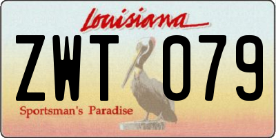 LA license plate ZWT079