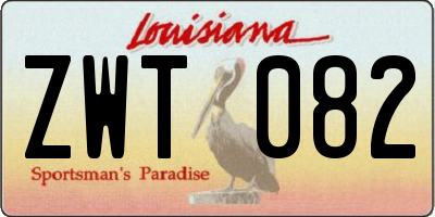 LA license plate ZWT082
