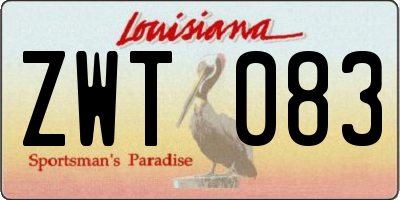 LA license plate ZWT083