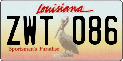 LA license plate ZWT086
