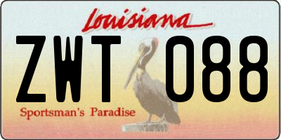 LA license plate ZWT088