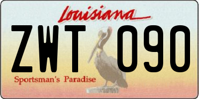 LA license plate ZWT090