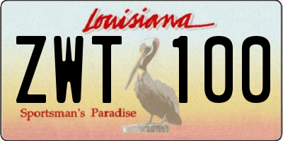 LA license plate ZWT100