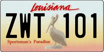 LA license plate ZWT101