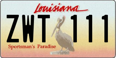 LA license plate ZWT111