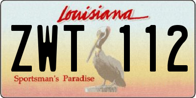 LA license plate ZWT112