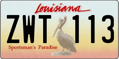 LA license plate ZWT113