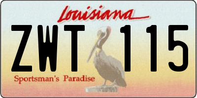 LA license plate ZWT115