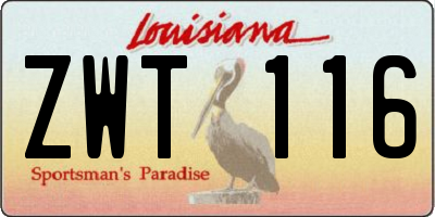 LA license plate ZWT116