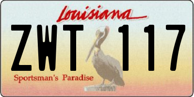 LA license plate ZWT117