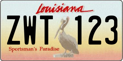 LA license plate ZWT123