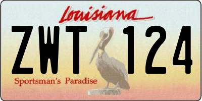 LA license plate ZWT124