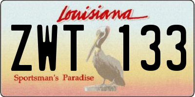 LA license plate ZWT133