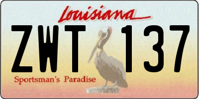 LA license plate ZWT137