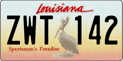 LA license plate ZWT142