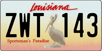 LA license plate ZWT143