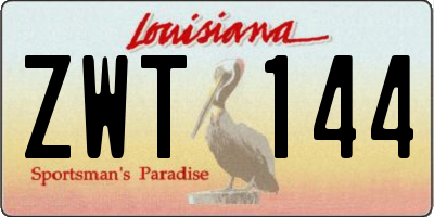 LA license plate ZWT144