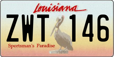 LA license plate ZWT146
