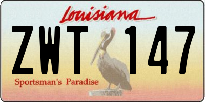 LA license plate ZWT147
