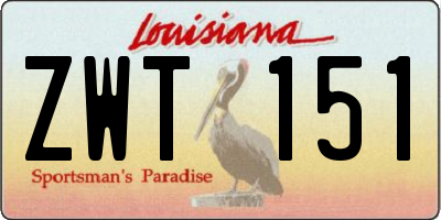 LA license plate ZWT151