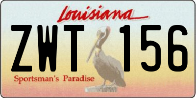 LA license plate ZWT156